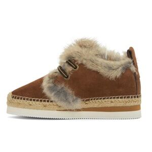 See by Chloé Brown Fur Glyn Moccasins